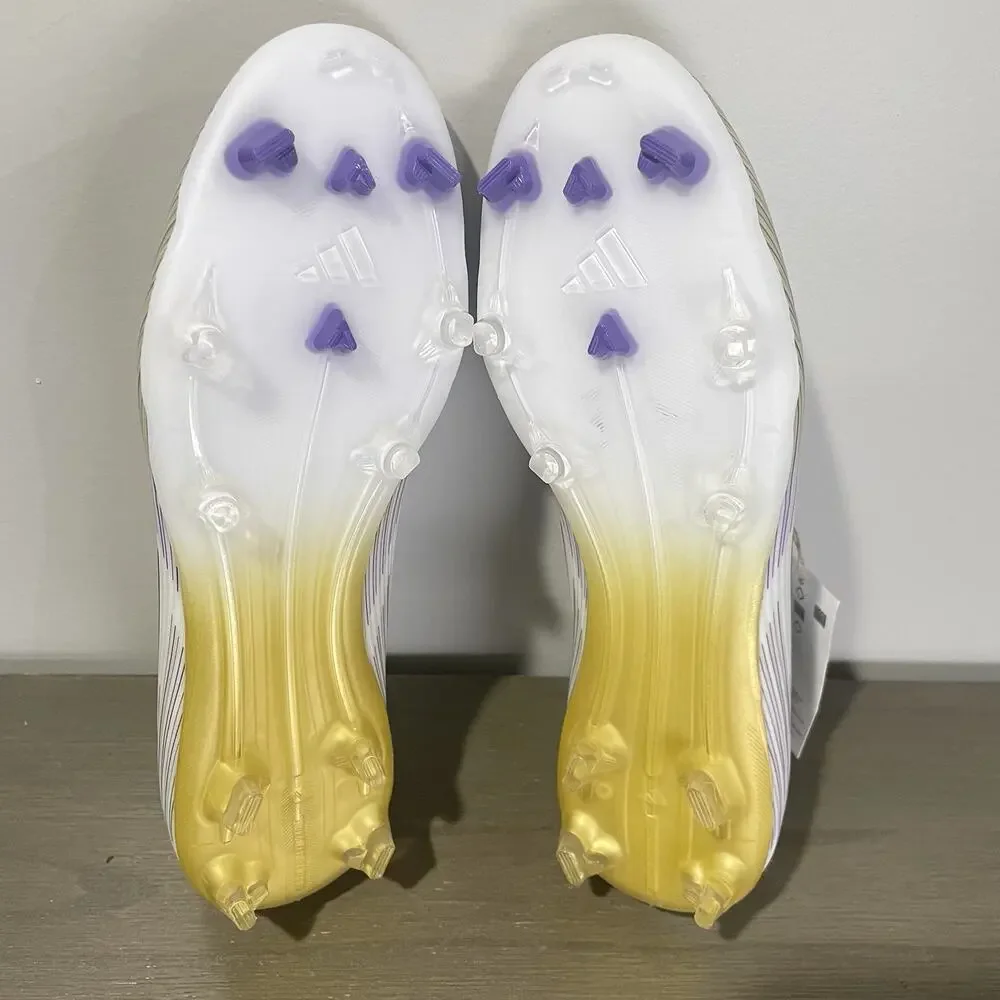 Adidas Mens Size 8 Soccer Cleats NEW F50 League FG MG White Purple Gold JI0005